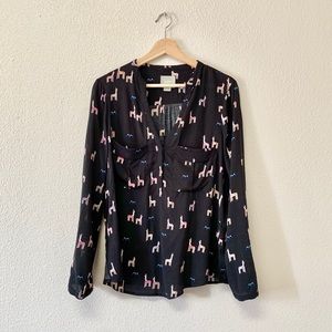 Anthropologie Maeve Llama Print Blouse